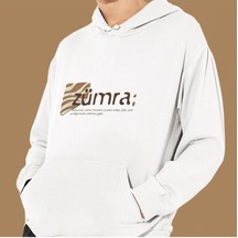 Kişiye Özel Isim Baskılı Cepli, Kapşonlu Beyaz Unisex Sweatshirt (549310612)