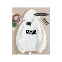 Tarzsokak Kapşonlu Sweatshirt Beyaz İzmir Smyrna Özel Tasarım Plaka Detaylı