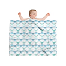 Kelebek Desenli 40x30 İnç Bebek Polar Battaniyesi, Yumuşak, Kalın, Dört Mevsim-a13 Butterfly Gradient Blue