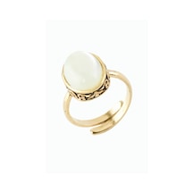 Oval - 617 - Doğaltaşlı Otantik - Nazblsmm - Yüzük Sedef Bronz