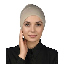 Alivascarf Pratik Boru Bone Geçmeli - Kaymaz Önü Dikişsiz Kadın Tesettür Hazır İç Bone Bej