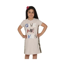 Toontoy Kız Çocuk Gıve Me Pul Nakışlı Elbise Kahve Melanj