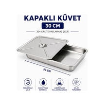 Kapaklı Küvet 30 Cm - 304 Kalite Paslanmaz Çelik
