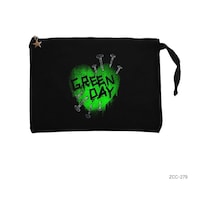 Zepplin Giyim Green Day Green Hearth Siyah Clutch Astarlı Cüzdan / El Çantası