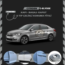 Citroen C-elysee Oto Araç Kapı Koruma Fitili 5 Metre Parlak Gri Renk