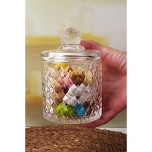 Lüx Büyük Cam Şekerlik & Cam Lokumluk, Kesme Cam Lüx Şekerlik 13cm 7.8cm - 06640 Açık Kahverengi