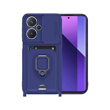 Redmi Note 13 Pro Plus Kılıf Zuma Kartvizitli Yüzüklü Silikon - Lacivert İtdark43391