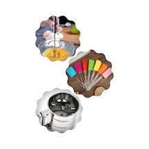 Tr Çelik Un Eleği + Basmalı Otomatik Çırpıcı + Renkli Silikon Spatula Set Diğer