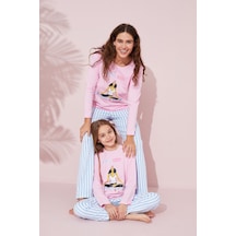 Siyah İnci Pamuklu Örme Pijama Takım 24241086 Pembe