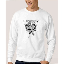 Led Zeppelin Icarus Baskılı Beyaz Erkek Örme Sweatshirt
