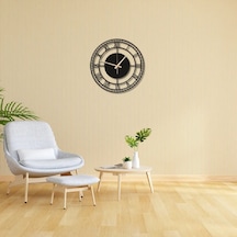 Metal Duvar Saati Siyah Daire Detaylı Uzun Akrep Dekoratif Saat Siyah-46 X 46