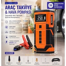 Kalemhane Taşınabilir Dijital Akım Kotumalı Hava Kompresörü Ve Powerbank 8000mah
