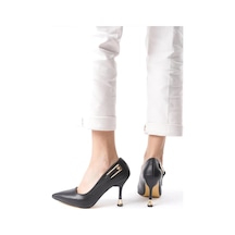 Preshley Kadın Fascino Siyah Deri Stiletto Topuklu Ayakkabı Siyah