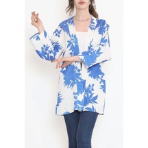 Desenli Kimono Saks - 17725.1247. Çok Renkli