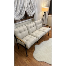Modern Style Home Modern Avcılar Balkon, Bahçe, Cafe - Metal Kanepe Koltuk Takımı 3 Lü Krem Modernk040 Krem