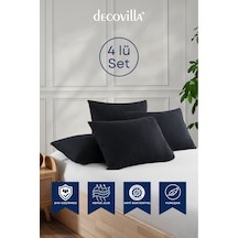 Micro Fermuarlı Yastık Alezi Sıvı Geçirmez 4 Lü Set Yastık Koruyucu 50x70 Antrasit
