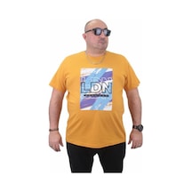 Starbattal Erkek Büyük Beden Sıfır Yaka Tişört Ldn 23183 Hardal-Hardal