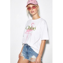 Shade Kadın Pamuk Bisiklet Yaka Flamingo Baskılı Oversize T-shirt Öt261016 60286079 - Beyaz Standart