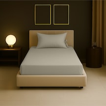 %100 Pamuk 80x190 Cm +30 Cm Yüksekliğe Uygun Tek Kişilik Lastikli Çarşaf Seti Taş