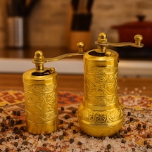 Motifli Baharat Değirmeni Sarı Renk 2 Li Set Top Küpe Hediyeli