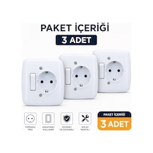 Sıva Altı Anahtar Priz 3 Adet