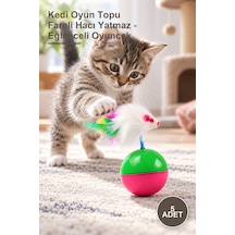 5 Adet Kedi Oyun Topu Fareli Hacı Yatmaz - Eğlenceli Oyuncak