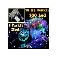 10 Mt 100 Led Işık Renkli Noel Yılbaşı Agaç Süsleme Led Süs 9 Fon Karışık