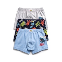 Öts Erkek Çocuk 3 Lü Pamuklu Boxer Baskılı Ergonomik Tasarım 7367-3 Renkli