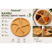 5 Bölmeli 20cm Çap Bambu Ahşap Servis Sunum Tahtası-çerez Kahvaltılık Peynir Sunum Tabağı Diğer