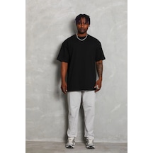 Barlashive Erkek Düz Yazlık Kısa Kol Tişört Bisiklet Yaka Oversize T-shirt - Siyah Çok Renkli