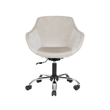 Krom Metal Ayaklı Ofis Çocuk Odası Çalışma Sandalyesi Monoko Bej