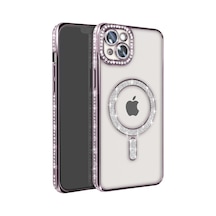 Newface Apple İphone 14 Kılıf Joke Simli Magneticsafe Kılıf - Pembe