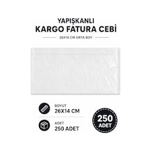 26x14 Cm Orta Boy Yapışkanlı Kargo Fatura Cebi 250 Adet