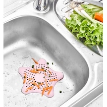 Mainshop Vantuzlu Silikon Kaymaz Yıldız Lavabo Ve Küvet Süzgeci Yıldız Süzgeç Pembe