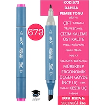 Çift Taraflı Profesyonel Çizim Kalemi Kalıcı Mürekkep Üçgen Gövde İnce Uç 1 Mm Kesik Uç 2-6mm Sketch 673-dahlia Pembe
