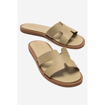 Luvishoes Bıora Yeşil Hakiki Deri Kadın Terlik