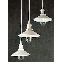 Riolight Vintage1,retro,rustik Beyaz 3xe27 Duylu Metal Sarkıt Avi Beyaz