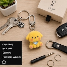 Puffy Pati Sarı Peluş Köpek Charm Anahtarlık Sevimli Çanta Aksesuarı Hediye