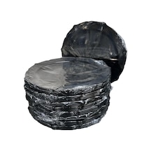 Omeyva Davet Parti Sunum Doğum Günü Siyah Renkli Sert Plastik Mika Tabak - 22 Cm. -6 Adetlik 10 Paket Siyah
