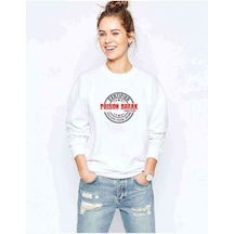 Prison Break Cerfified Baskılı Beyaz Kadın Sweatshirt