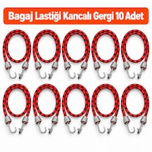 Bagaj Lastiği Kancalı Gergi 10 Adet - 90 Cm Bagaj Lastiği/halatı - Kırmızı-siyah Renk Kırmızı - Siyah