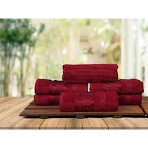 Mulberry Bambu Havlu %100 Organik Bambu Havlu Seti 50 x 90 - 6'lı Paket Premium Ultra Yumuşak Dekoratif Kırmızı