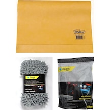 Polikur 3219 Güderi Oto Kurulama Bezi & Spark 7040 Yıkama Süngeri & Spark 2316 Peluş Bez 3'lü Set