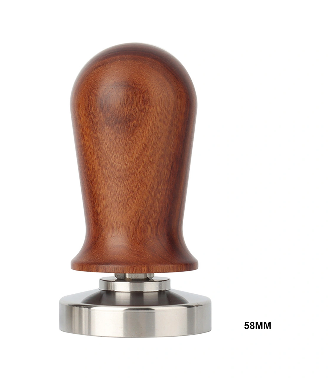 Youmex 58mm Gıda Seviyesi Paslanmaz Çelik Kahve Tamper, Ahşap Kolu, Sabit Basınç, Dikey Basma, Uniform Ekstraksiyon, Espresso Aleti Kahverengi
