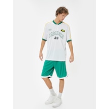 Koton Spor Şort Oversize Beli Lastikli Diz Altı Biyeli Yeşil 4sam40104nk Zeytin Yeşili