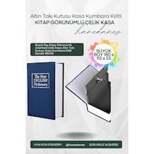 Büyük Boy Kitap Görünümlü Anahtarlı Çelik Kasa Altın Takı Kutusu Kasa Kumbara Kilitli Sandık 180x115