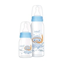 Bebsi Cam Biberon Seti, 250ml + 125ml, Mavi