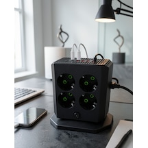 Dikey Çoklu Priz 8 Priz 4 Usb 2 Type-c Girişli Uzatma Prizi Uczza105priz-2 1