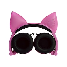 Leezsing Pembe Işık Açan Tilki Kulaklı Kablolu Kulaklık - 3.5mm, Katlanabilir, 18 Saat Pil Ömrü Leezsing Pembe Işık Açan Tilki Kulaklı Kablolu Kulaklık - 3.5mm, Katlanabilir, 18 Saat Pil Ömrü