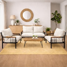 Ard & Garden Milas 211 Sehpalı Krem Fermuarlı Bahçe Balkon Takımı, Cafe, Salon - Metal Kanepe Koltuk Takımı Krem